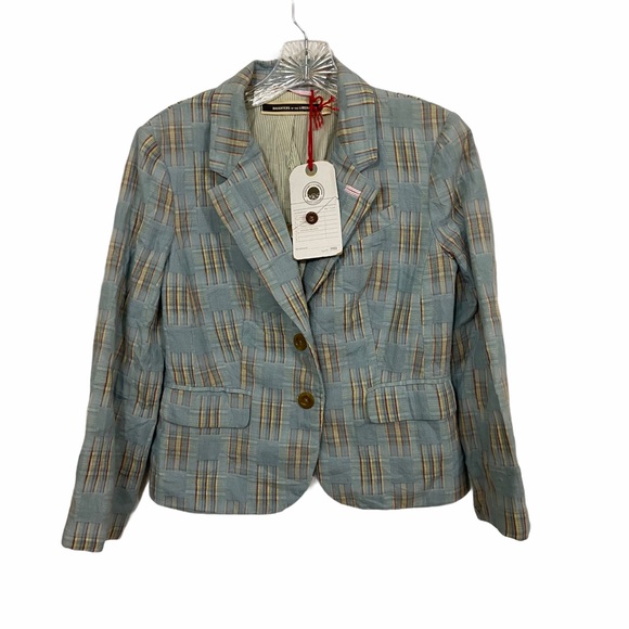 🆕 without tags but never worn. Anthropologie Fading Madras Blazer - Picture 3 of 8